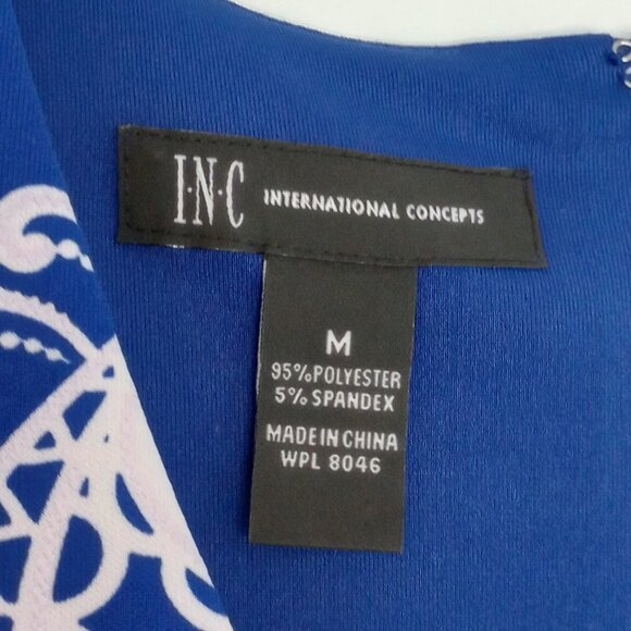 INC Blue & White Neo Romance Lace Print Shift Dress - Picture 3 of 7